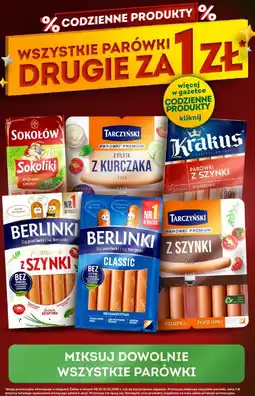Żabka Parówki różne rodzaje Sokolow, Tarczynski, Krakus, Berlinki oferta