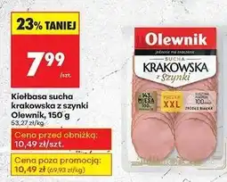 Biedronka Kiełbasa krakowska sucha z szynki Olewnik oferta