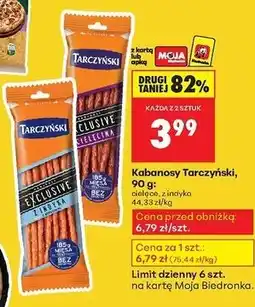 Biedronka Kabanos cielęcy Tarczyński Exclusive oferta
