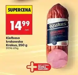 Biedronka Kiełbasa krakowska sucha z szynki Krakus Animex oferta