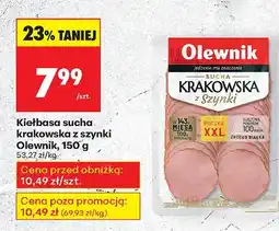 Biedronka Kiełbasa sucha krakowska z szynki Olewnik oferta