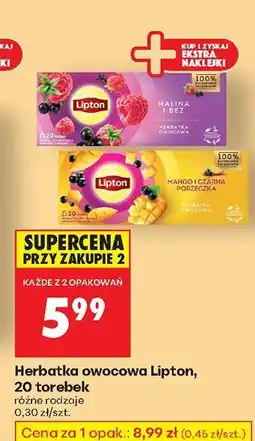 Biedronka Herbatka owocowa różne rodzaje Lipton oferta