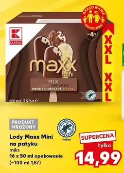 Kaufland Lody Maxx Mini na patyku mix 16-pak K-Classic oferta