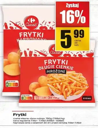 Supeco Frytki długie cienkie mrożone Carrefour oferta