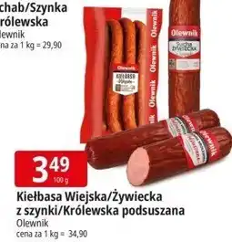 E.Leclerc Kiełbasa Wiejska/Żywiecka z szynki/Królewska podsuszana Olewnik oferta