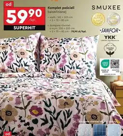 Biedronka Komplet pościeli bawełnianej 220 x 200 cm + 2 70 80 Smukee oferta