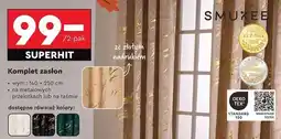 Biedronka Zasłony ze złotym nadrukiem na taśmie marszczącej 140 x 250 cm Smukee oferta