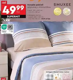 Biedronka Komplet pościeli satynowej z mikrowłókna 220 x 200 cm + 2 70 80 Smukee oferta