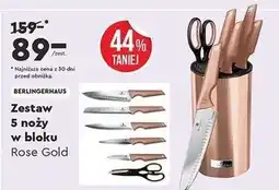 Biedronka Zestaw noży w bloku rose gold Berlinger Haus oferta