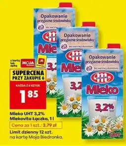 Biedronka Mleko UHT 3,2% Mlekovita 1łączka, 1l oferta