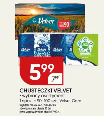 Chata Polska Chusteczki velvet, velvet care oferta