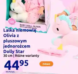 Action Lalka niemowlę Olivia z pluszowym jednorożcem Dolly Star oferta