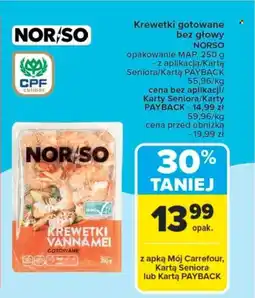 Carrefour Krewetki gotowane bez głowy norso oferta