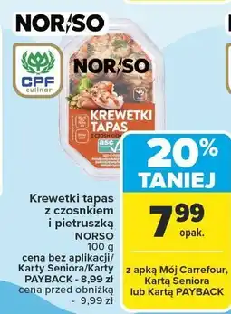 Carrefour Market Krewetki tapas z czosnkiem i pietruszką NORSO oferta