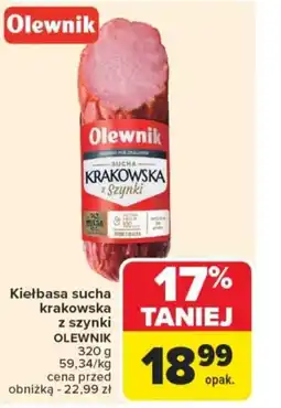 Carrefour Kiełbasa sucha krakowska z szynki olewnik oferta
