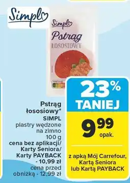 Carrefour Pstrąg łososiowy wędzony plastry Simpl oferta