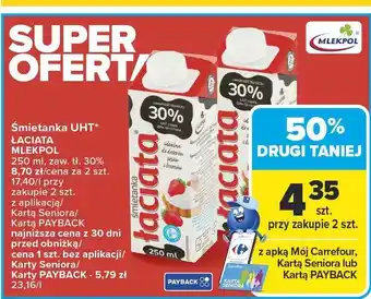 Carrefour Śmietanka UHT Łaciata Mlekpol 30% tłuszczu oferta