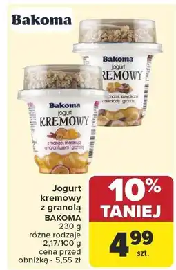 Carrefour Jogurt kremowy z granolą Bakoma różne rodzaje oferta