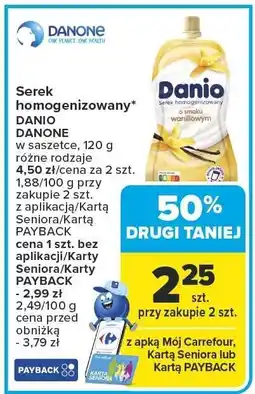 Carrefour Serek homogenizowany Danio różne rodzaje Danone oferta