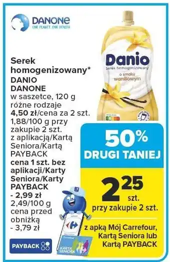 Carrefour Serek homogenizowany Danio różne rodzaje Danone oferta