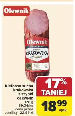 Carrefour Kiełbasa sucha krakowska z szynki Olewnik oferta