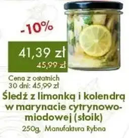 Organic Farma Zdrowia Śledź z limonką i kolendrą w marynacie cytrynowo-miodowej (słoik) Manufaktura Rybna oferta