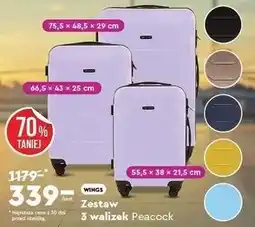 Biedronka Zestaw 3 walizek Peacock oferta