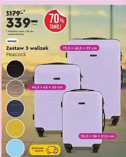 Biedronka Zestaw walizek peacock Wings oferta
