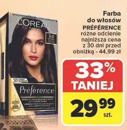Carrefour Farba do włosów ciemny brąz 3.0 L'oreal Preference oferta