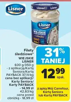 Carrefour Wiejskie filety śledziowe w oleju z cebulką Lisner oferta