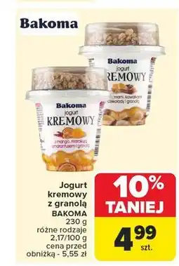 Carrefour Jogurt z bananami kawałkami czekolady i granolą Bakoma Kremowy oferta