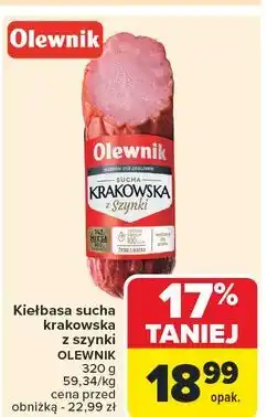 Carrefour Kiełbasa krakowska sucha z szynki Olewnik oferta