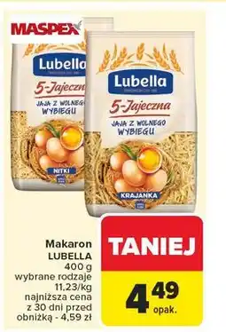 Carrefour Makaron krajanka 5-jajeczny z jaj wolnego wybiegu Lubella oferta