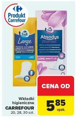Carrefour Wkładki higieniczne long Carrefour Soft oferta
