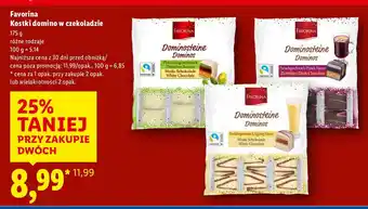 Lidl Ciastka Favorina Kostki domino w czekoladzie oferta