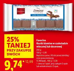 Lidl Ciastka Favorina Kostki domino w czekoladzie mlecznej lub deserowej oferta