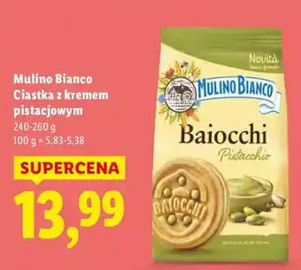 Lidl Ciastka Mulino Bianco Baiocchi z kremem pistacjowym oferta