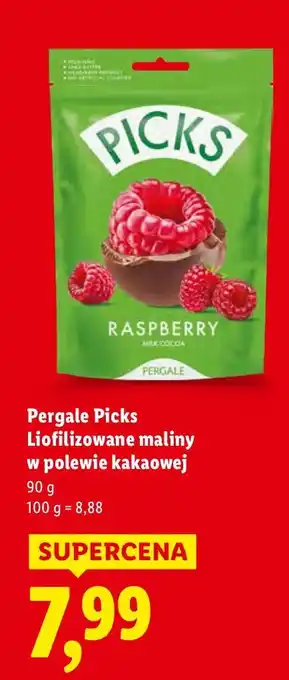 Lidl Słodycze Pergale Picks Liofilizowane maliny w polewie kakaowej oferta