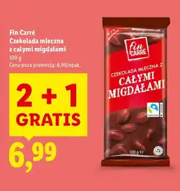 Lidl Czekolada Fin Carré mleczna z całymi migdałami oferta