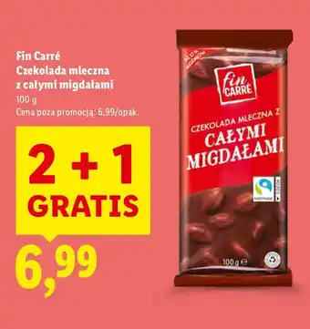 Lidl Czekolada Fin Carré mleczna z całymi migdałami oferta