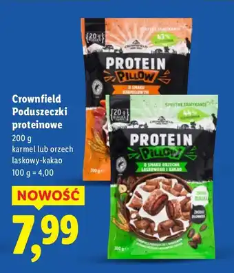 Lidl Poduszeczki proteinowe Crownfield karmel lub orzech laskowy-kakao oferta