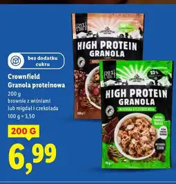 Lidl Granola proteinowa Crownfield brownie z wiśniami lub migdał + czekolada oferta