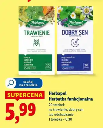 Lidl Herbatka funkcjonalna Herbapol na trawienie, dobry sen lub odchudzanie oferta