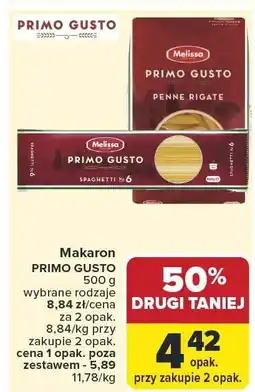 Carrefour Makaron Primo Gusto wybrane rodzaje Melissa oferta