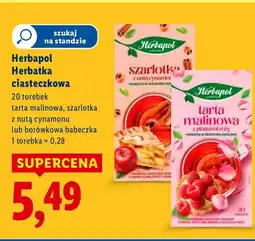 Lidl Herbata ciasteczkowa Herbapol tarta malinowa, szarlotka z nutą cynamonu lub borówkowa babeczka oferta