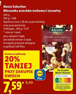 Lidl Orzechy Alesto Selection Mieszanka orzechów nerkowca i żurawiny oferta
