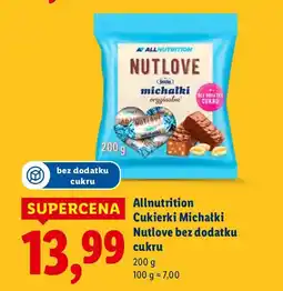 Lidl Cukierki Michałki Nutlove bez dodatku cukru Allnutrition oferta