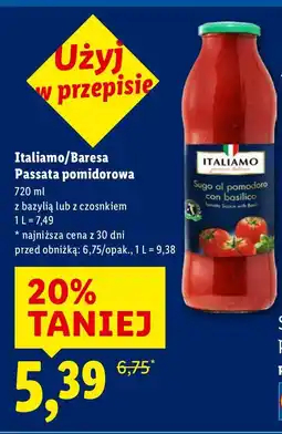 Lidl Passata pomidorowa z bazylią lub z czosnkiem Italiamo/Baresa oferta