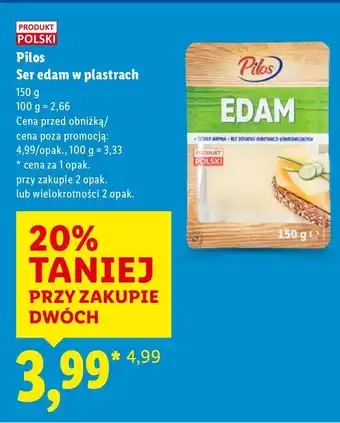 Lidl Ser edam w plastrach Pilos oferta