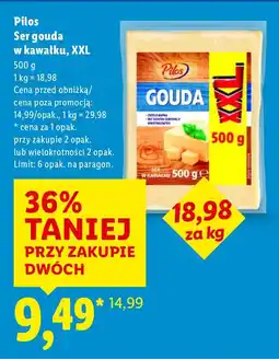 Lidl Ser gouda w kawałku XXL Pilos oferta